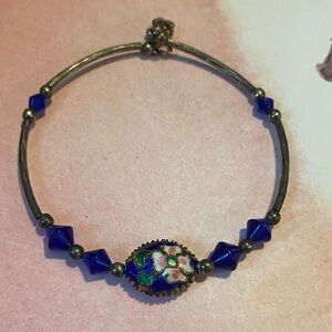 Vintage Blue Glass Cloisonné Bracelet